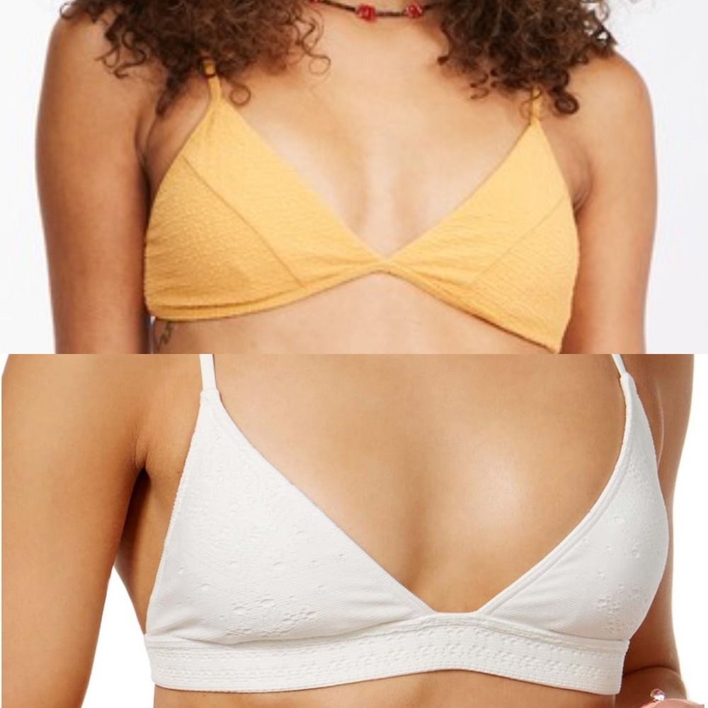 Billabong Roxy Fixed Triangle‎ Bikini Top Bundle M White Orange Beach Surfer Set